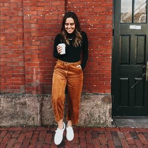 Wide Leg Cropped Corduroy Pants